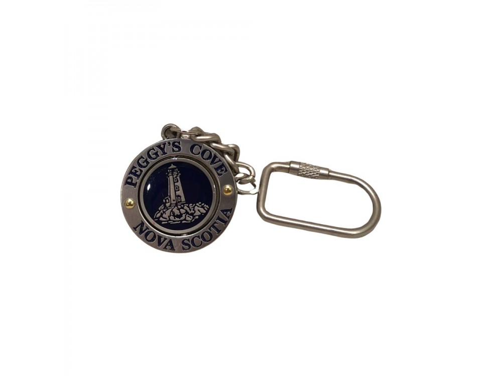N.S./Peggy's Cove Pewter Spinner Lighthouse/Bluenose Keychain