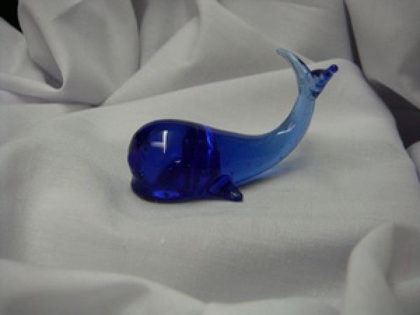Blue 4 Inch Glass Whale