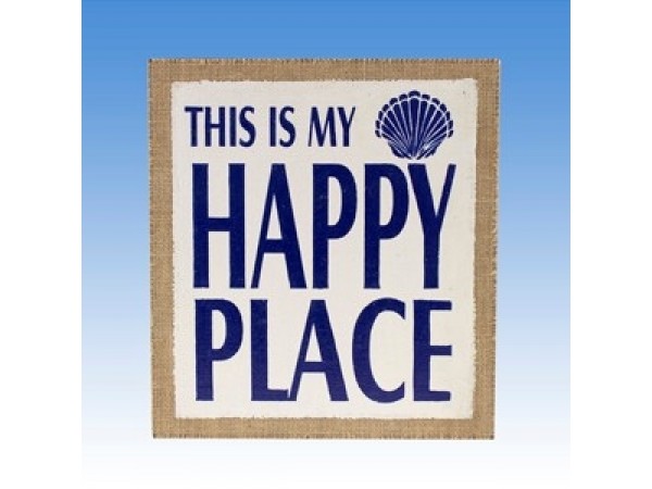 This Is My Happy Place Burlap Printed Wood
