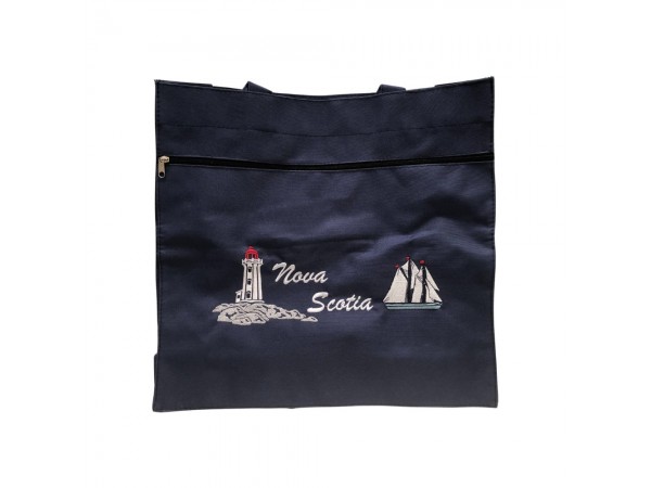 Nova Scotia Navy Tote Bag with handles and zipper
