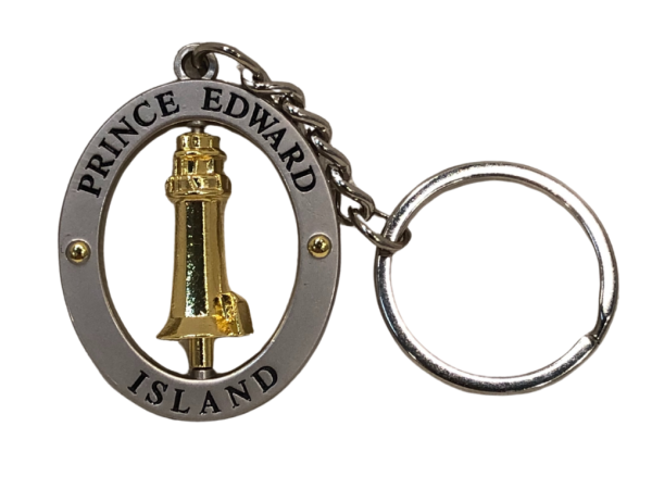 PEI Pewter Lighthouse Spinner Keychain