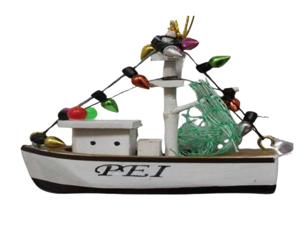 PEI Trawler w X-mas Lights Ornament